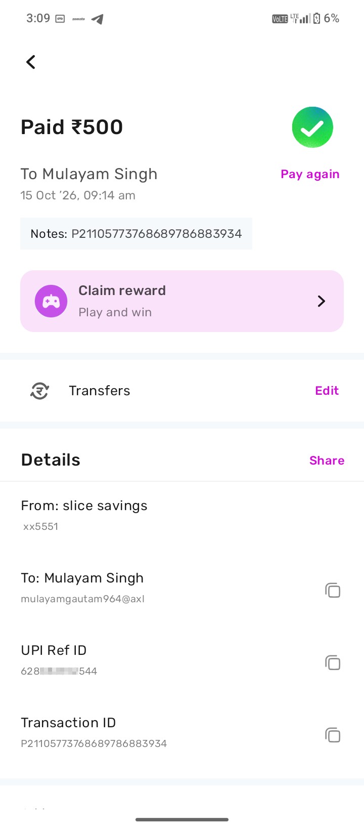 Fraud transaction 