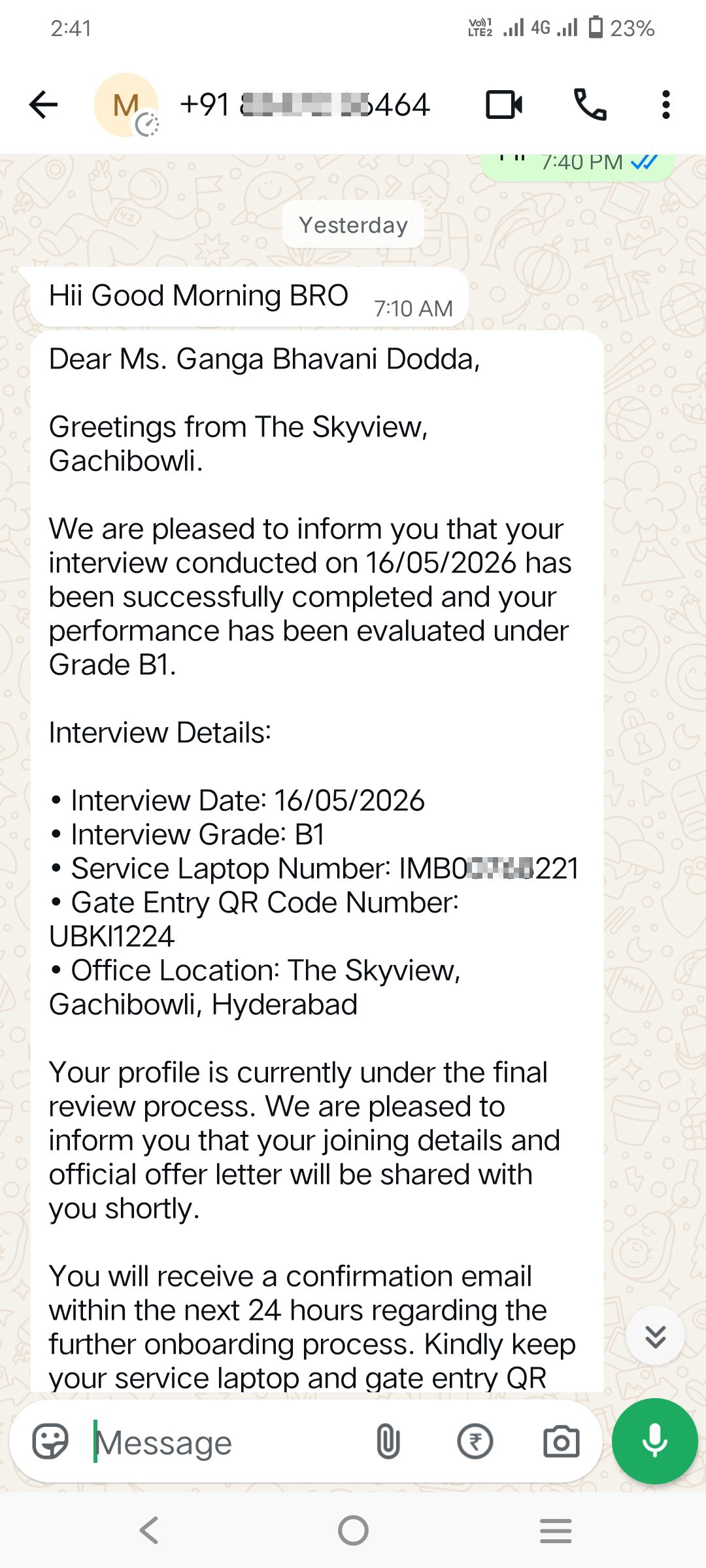 FAKE JOB OFFER PROFILE Mohan choudari 08247236464 - image 3