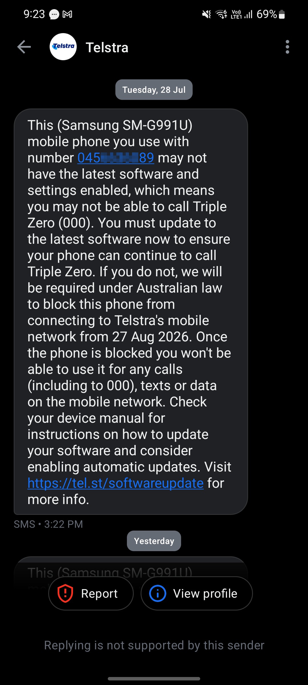 Telstra not allowing calls 
