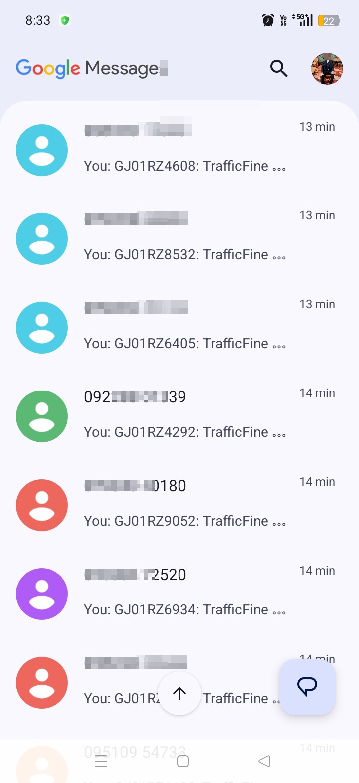scam message someone send by using my number 