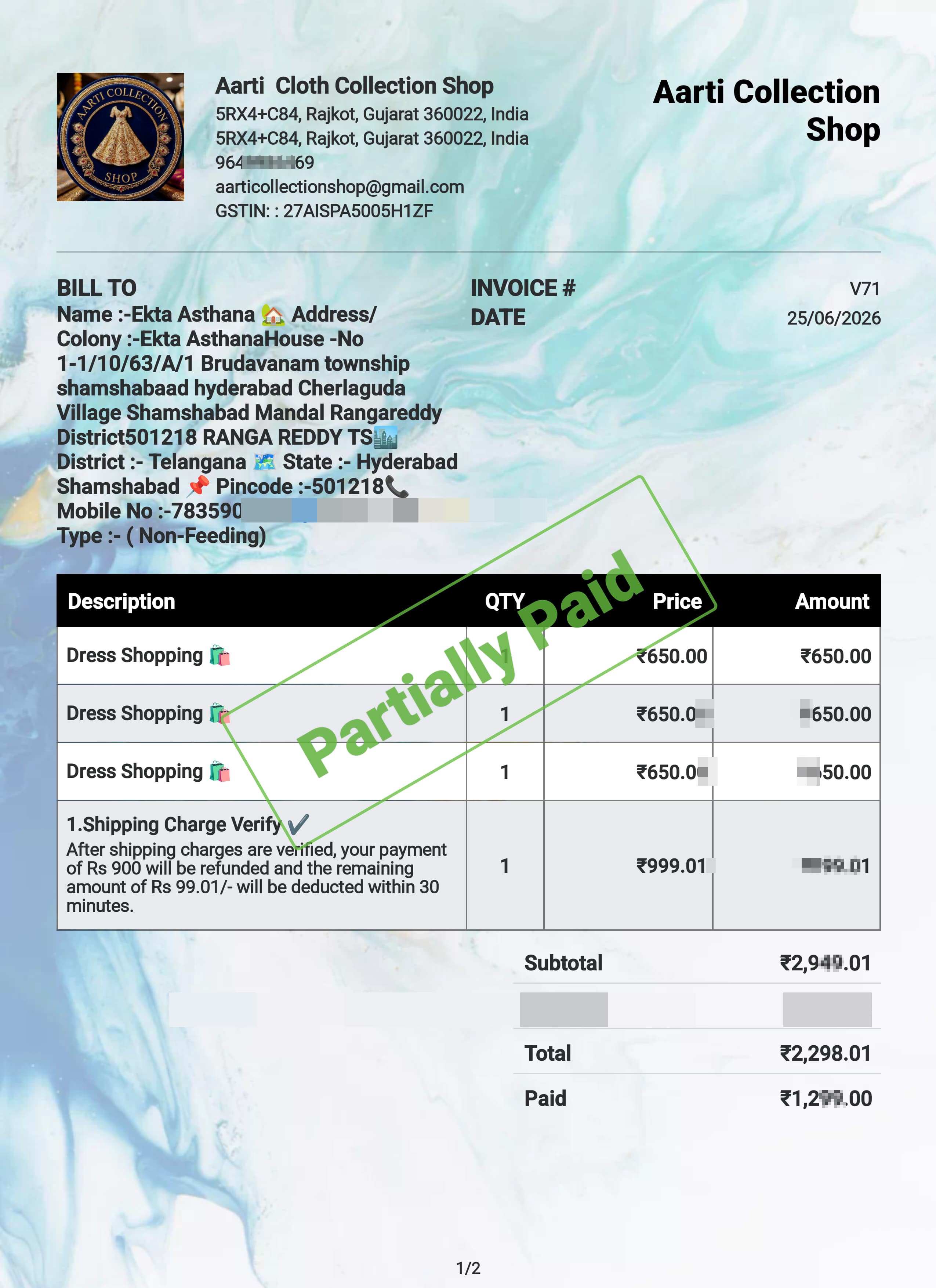 Fraud done by Aarti collection  - image 15