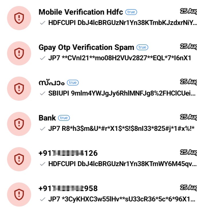 🤬Suspicious Bank OTP Messages – Scam Alert⚠️