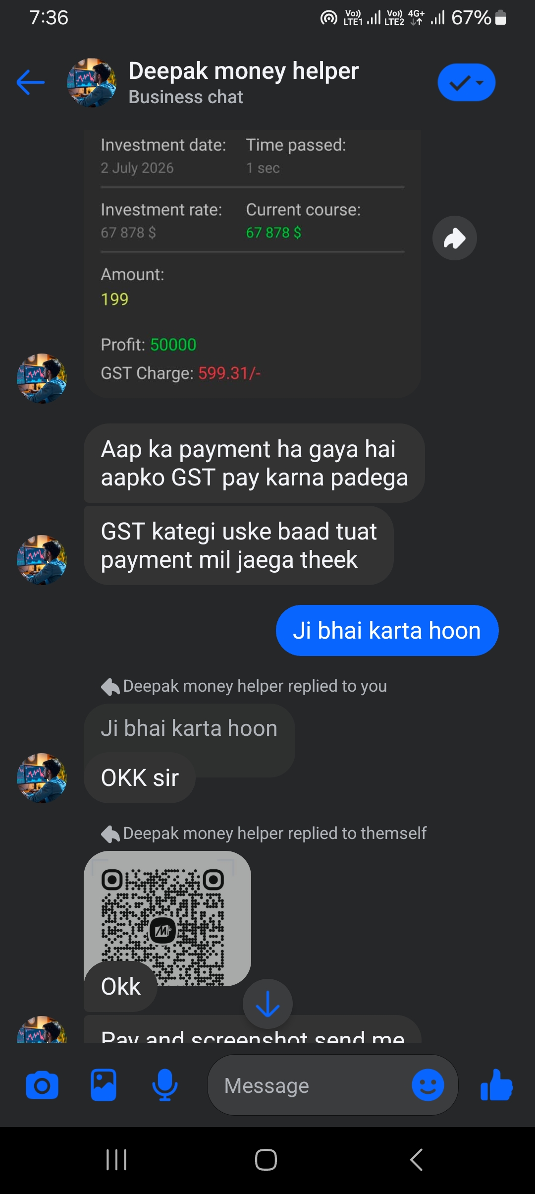 this man is asking for 199 rs and saying that he will pay any amount of money. he is on Facebook.