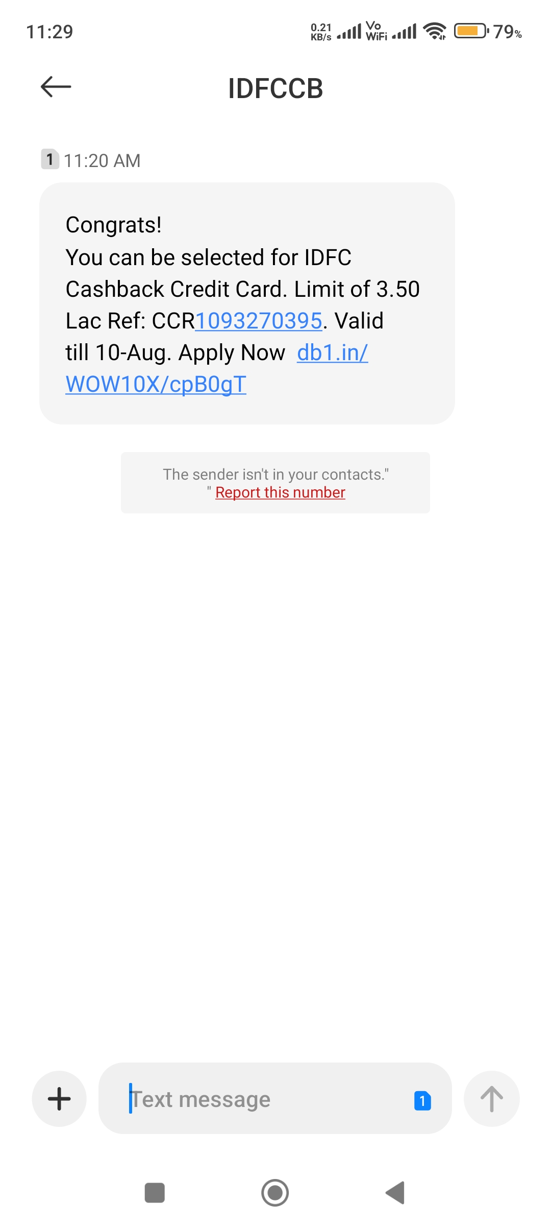 credit card spam