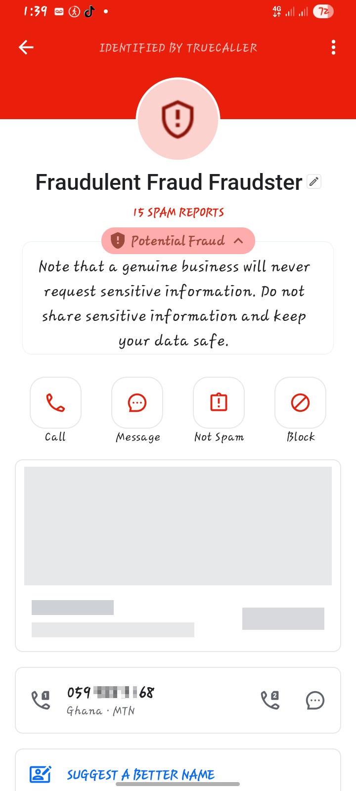 if this number call you he is a scam