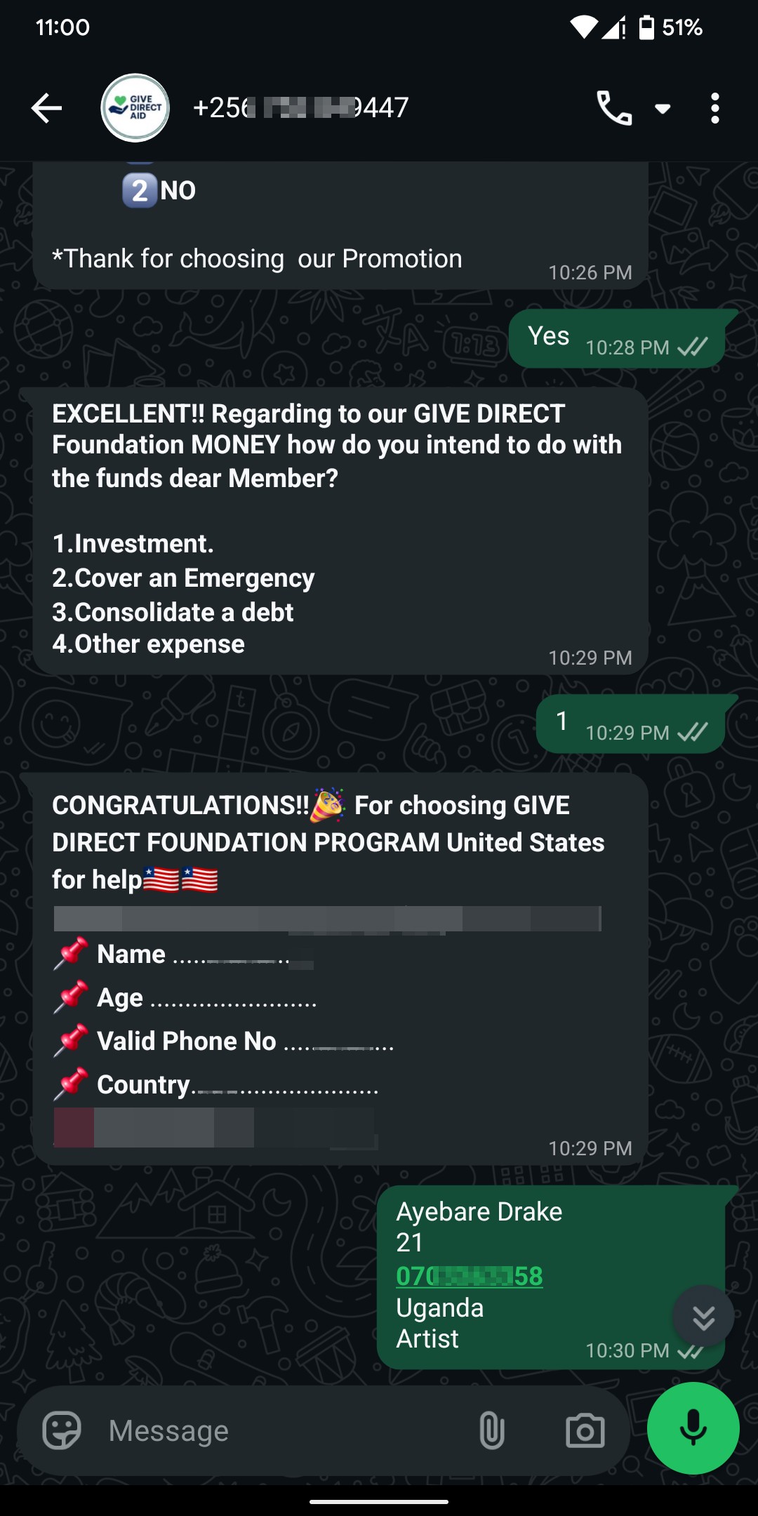 Give Direct Aid ,scam 