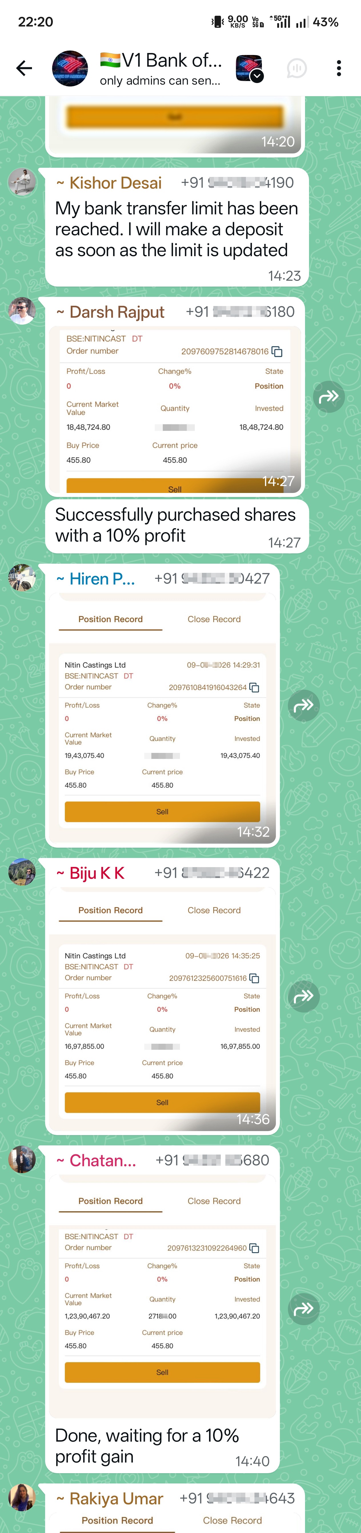 Share market Scam from whatsapp group 