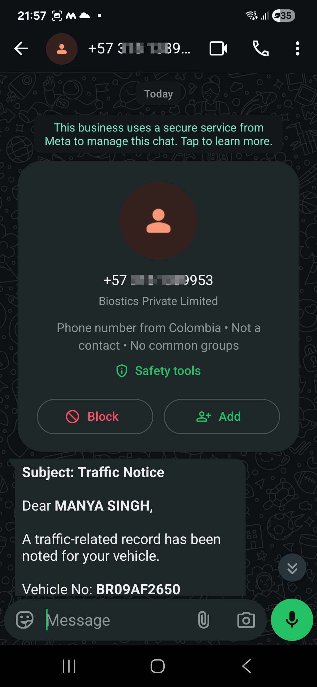 Vehicle challan scam