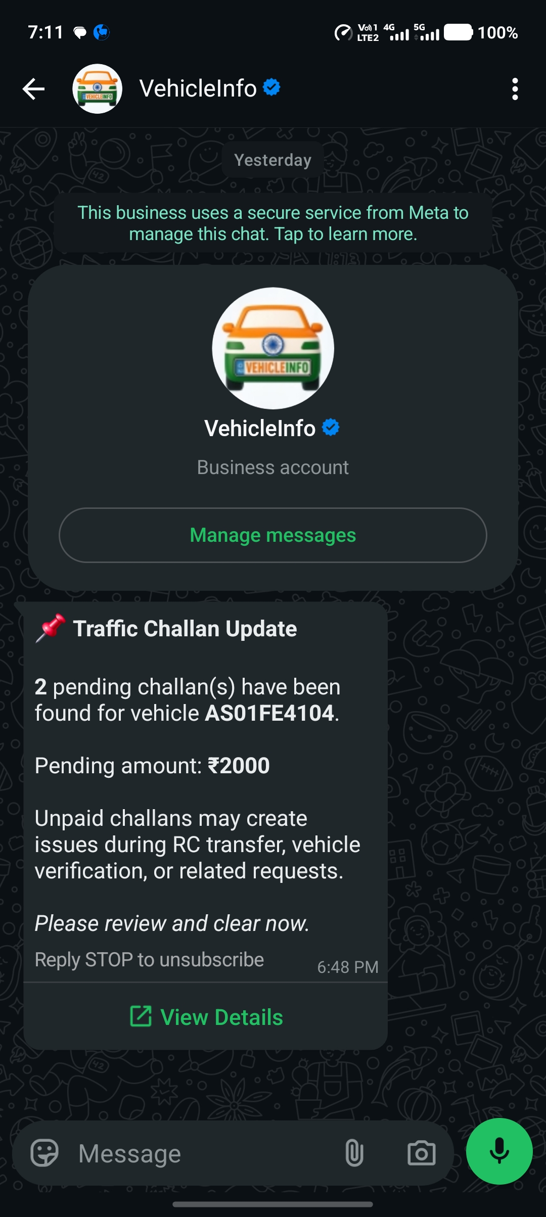 Fake WhatsApp Traffic Challan Scam Message - image 2