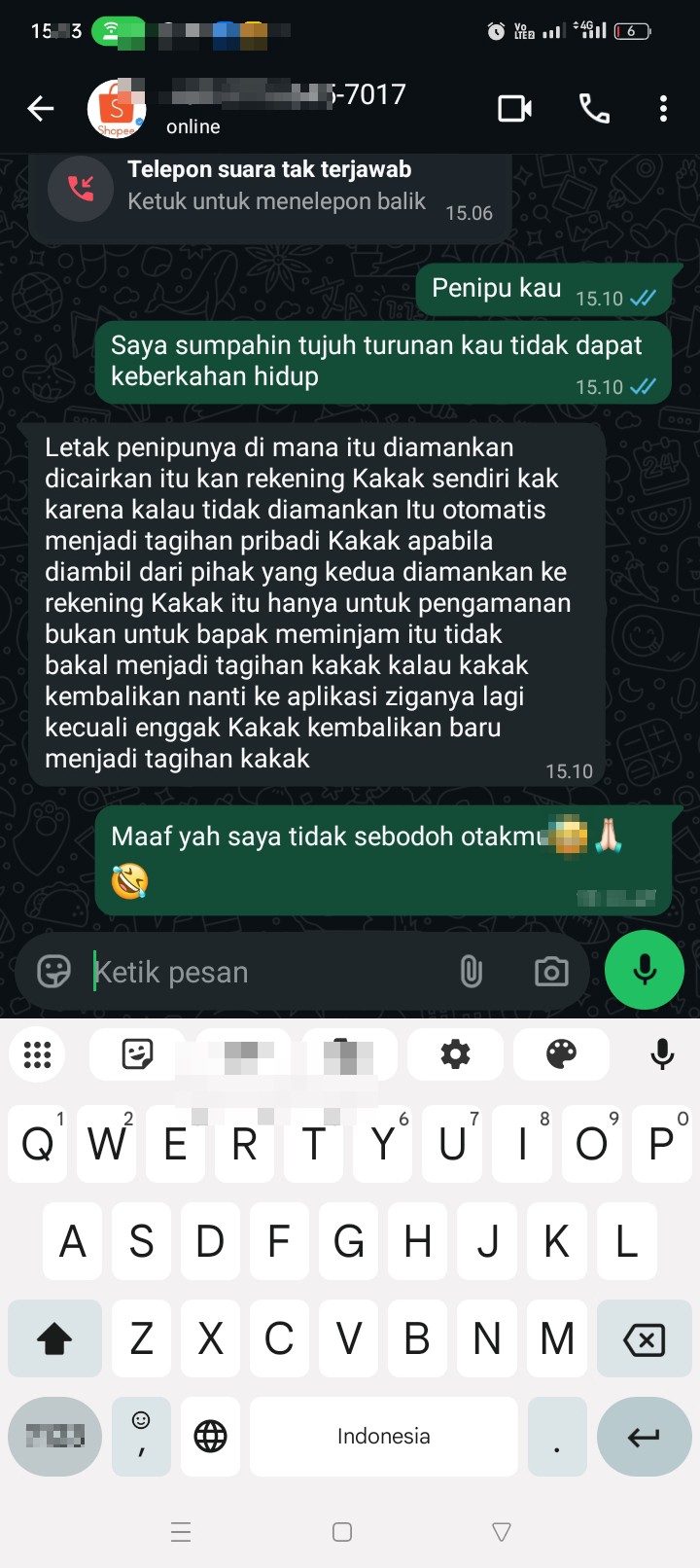 fraud using the name of Shopee customer service