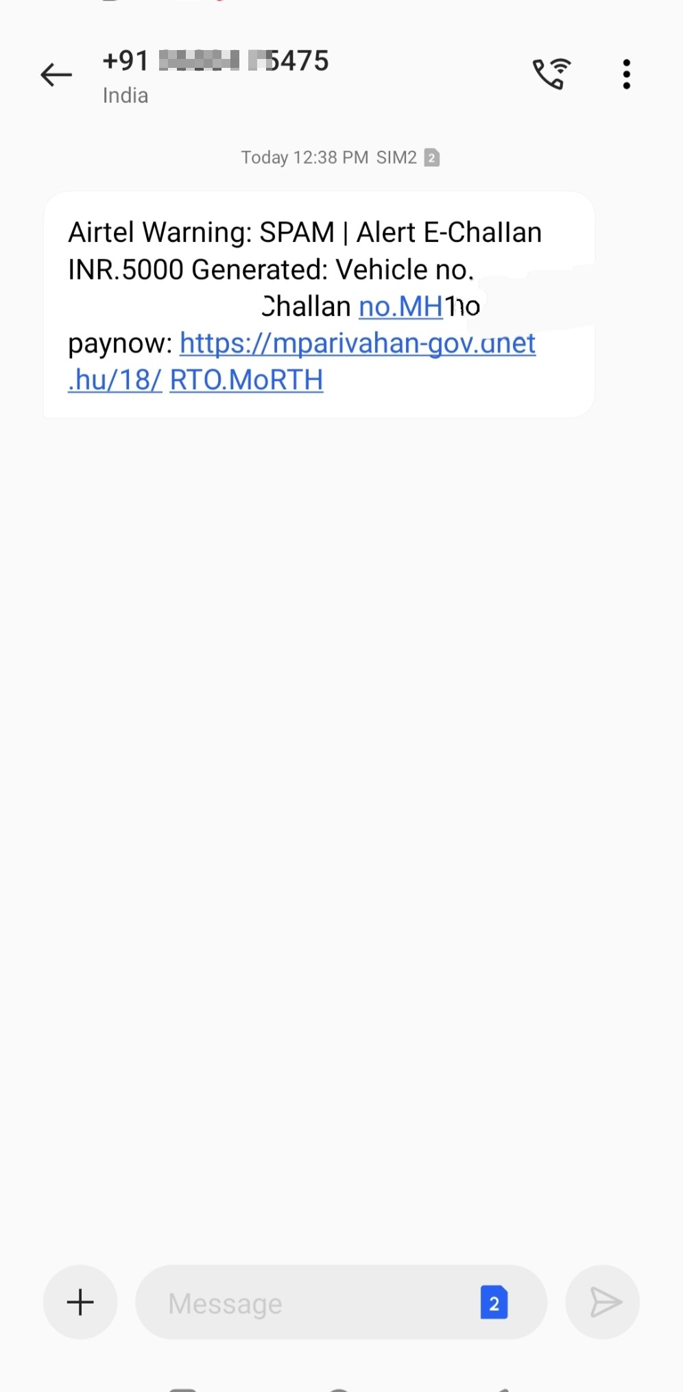 e-challan SMS scam