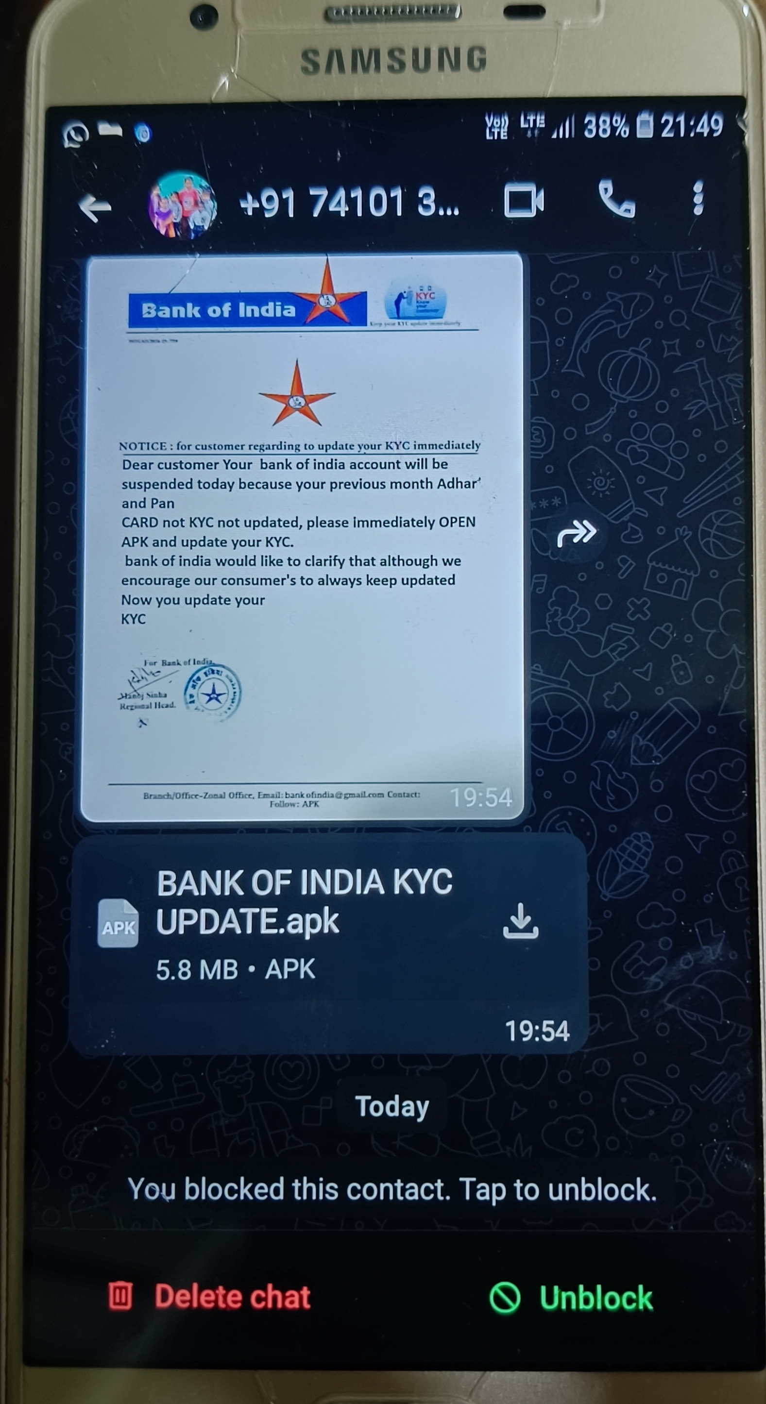 FRAUD by sending APK file
