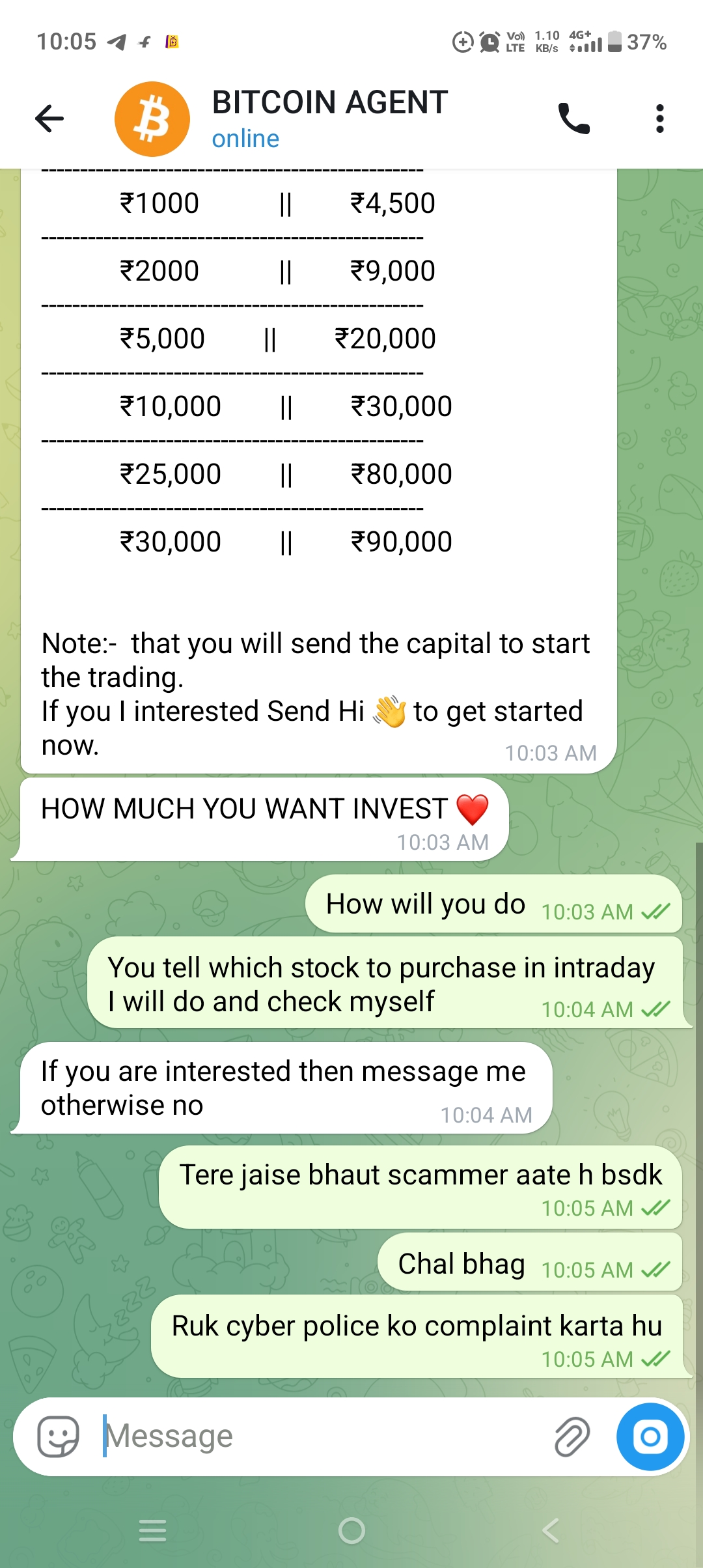 Telegram trading scam
