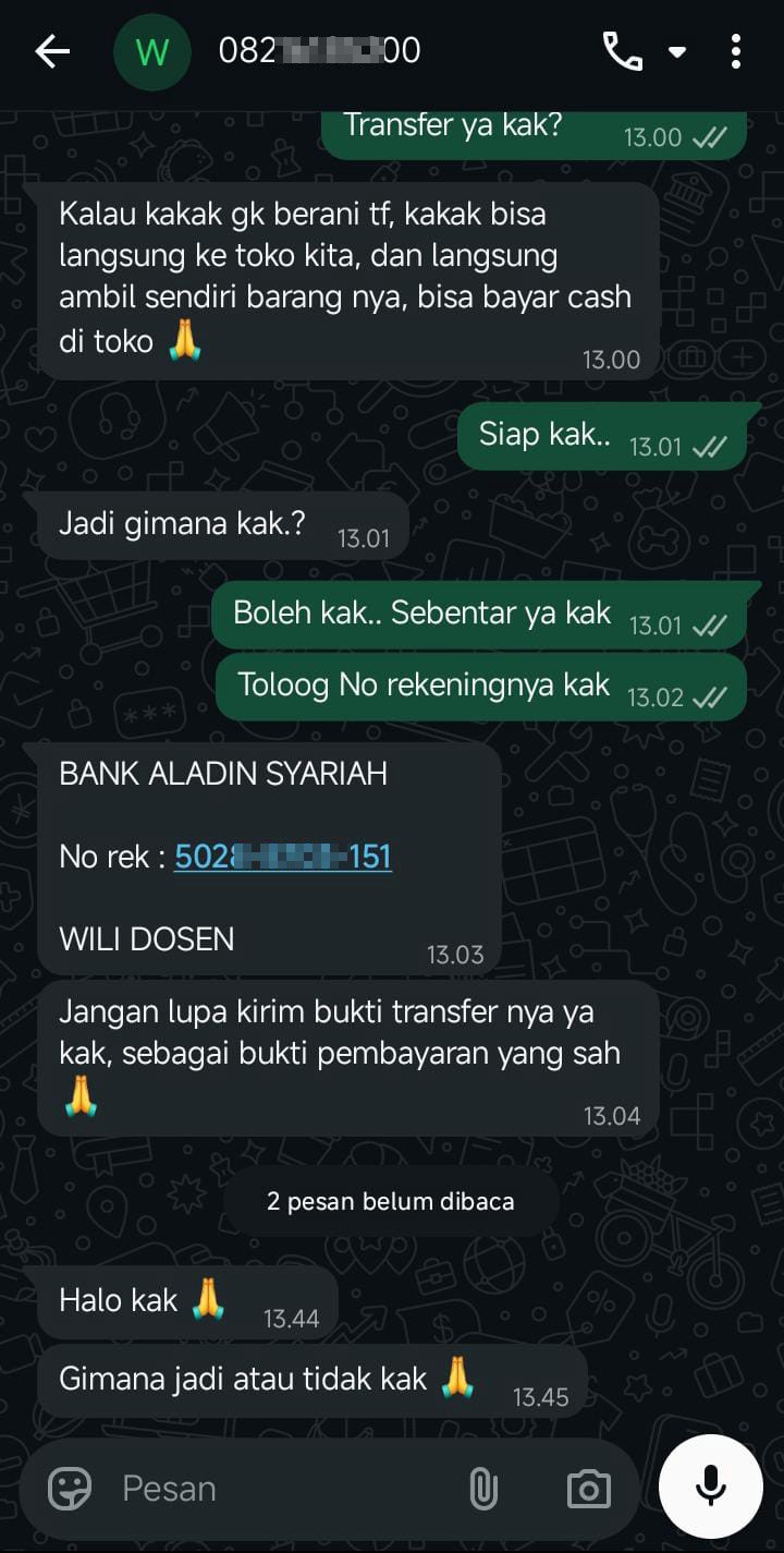 Claiming to be the store owner asking for a transfer
