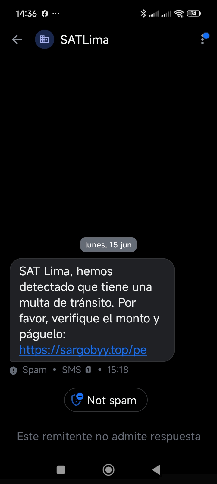 text messages from the SAT.