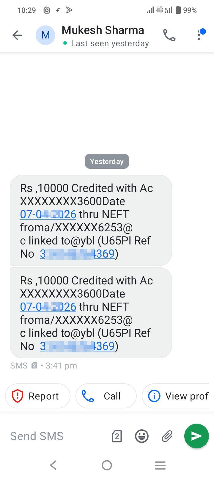 scam message