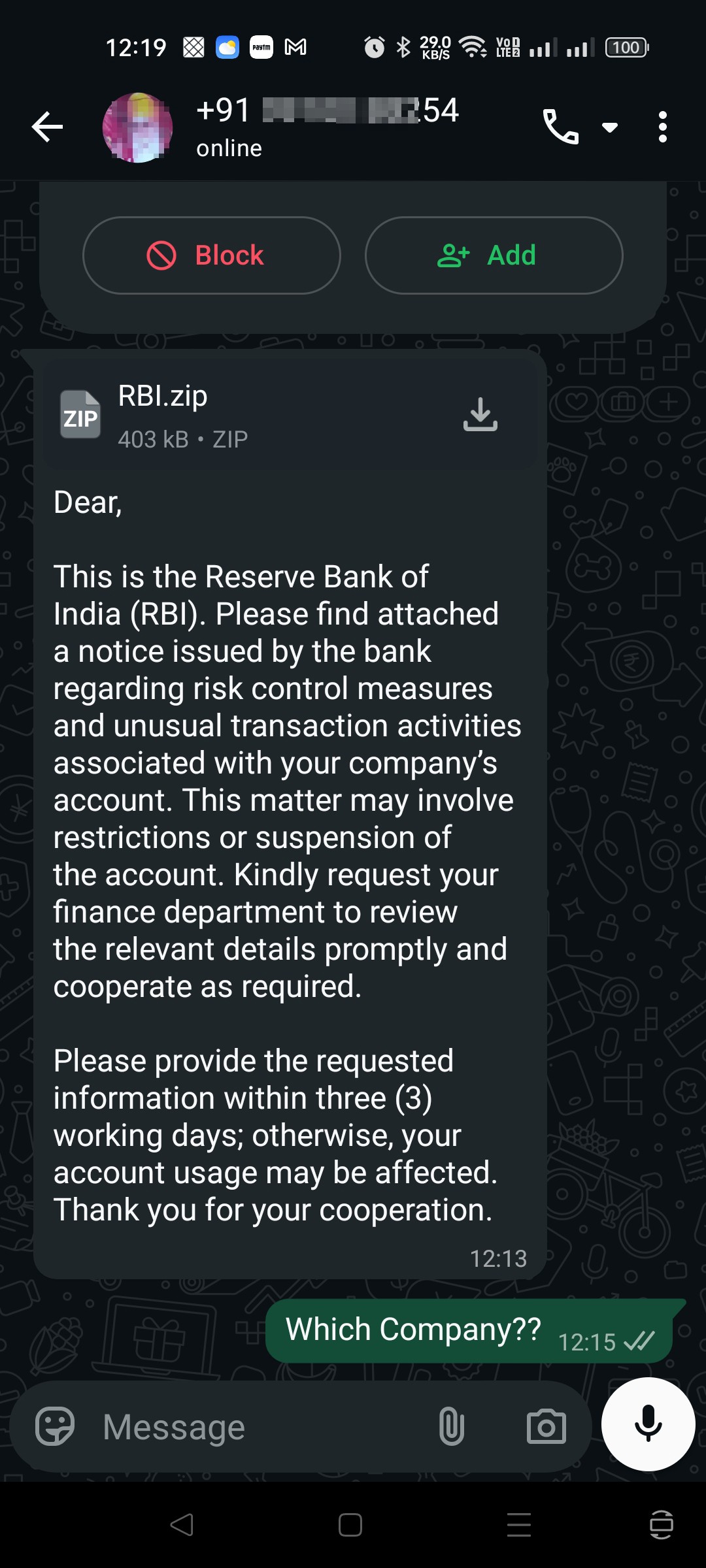 Scam through whatsapp 