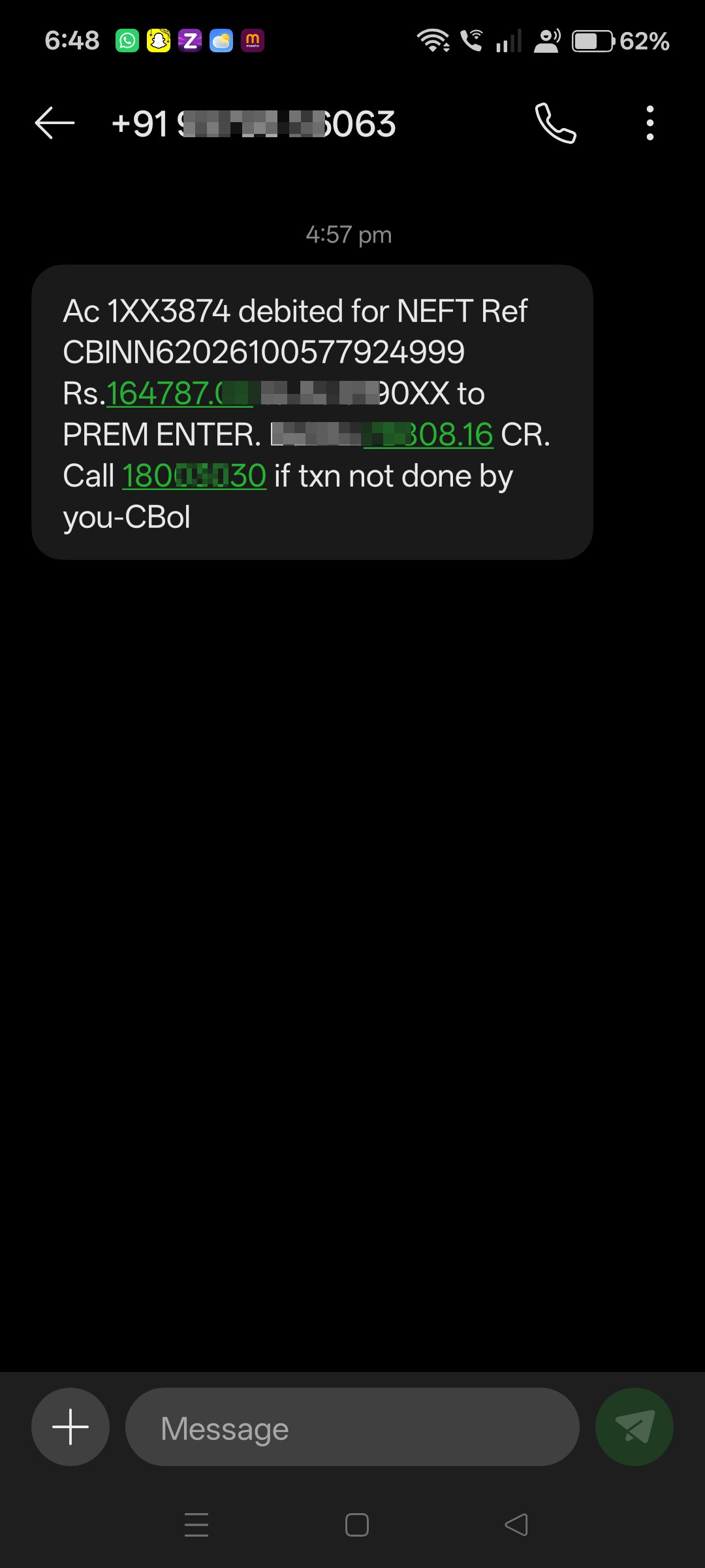 bank message scam