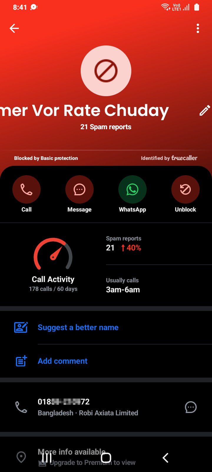 Crazy, do not answer if a call comes from this number.