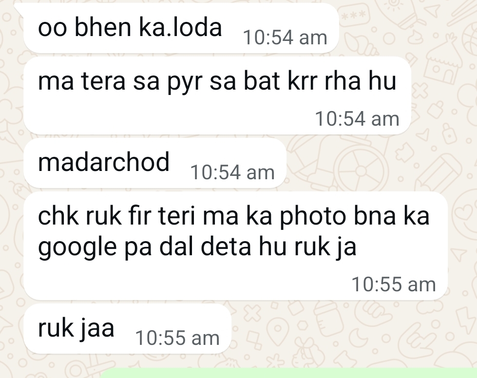 Threatening by messaging on WhatsApp