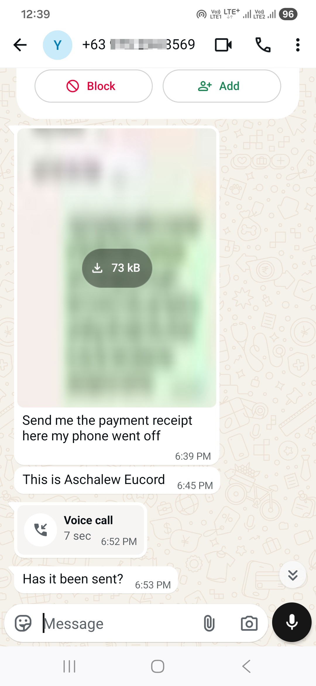 Subject: Fraud Alert – Impersonation via WhatsApp