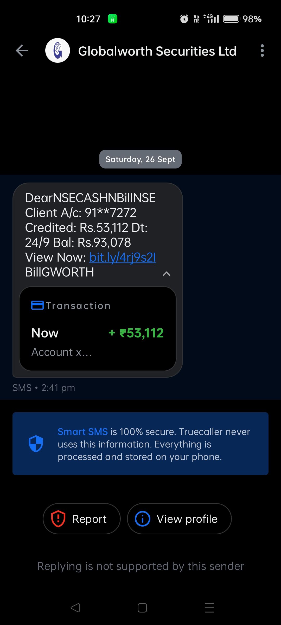 Be careful and stay safe. Do not check any account or click on any link if you receive such a message.