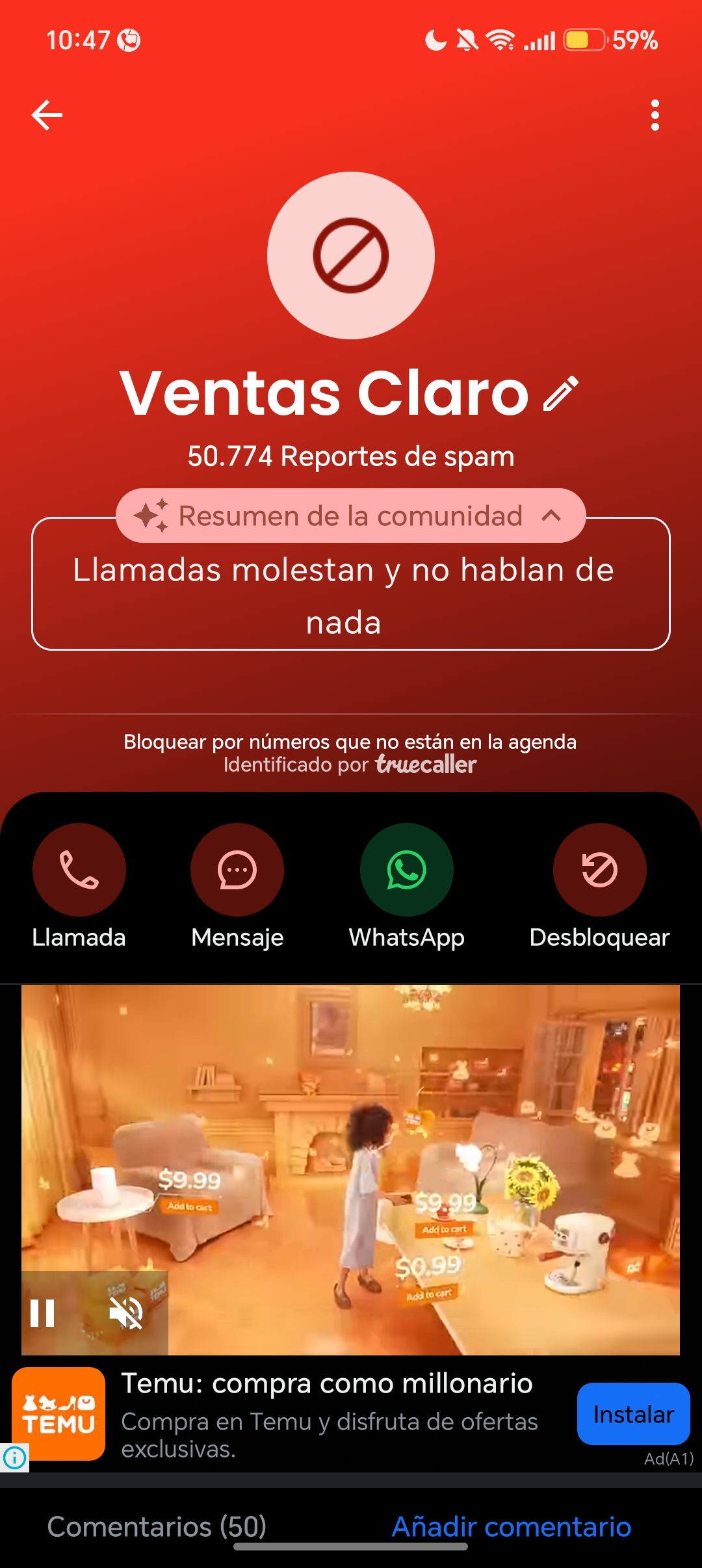 DO NOT ACCEPT CLARO ON TRUECALLER