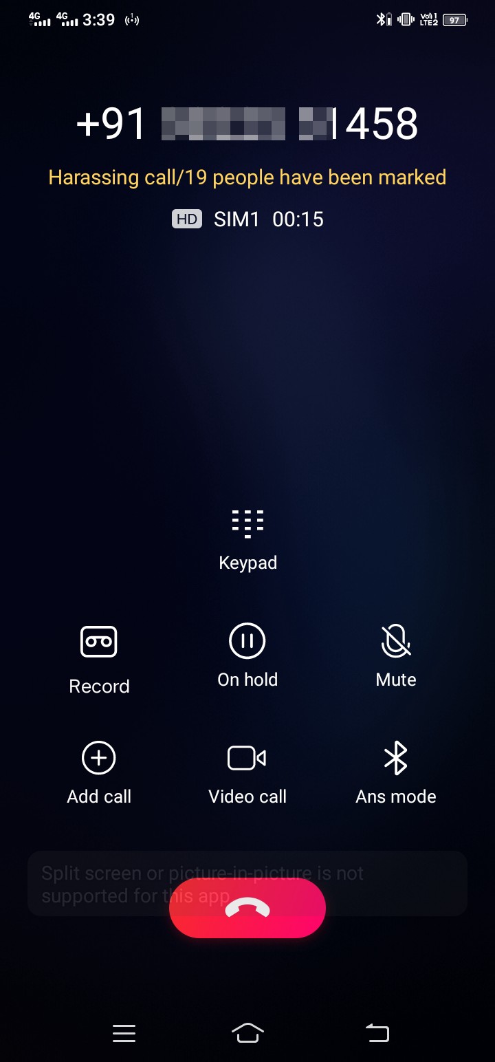 Harassing call/19 people have been marked

