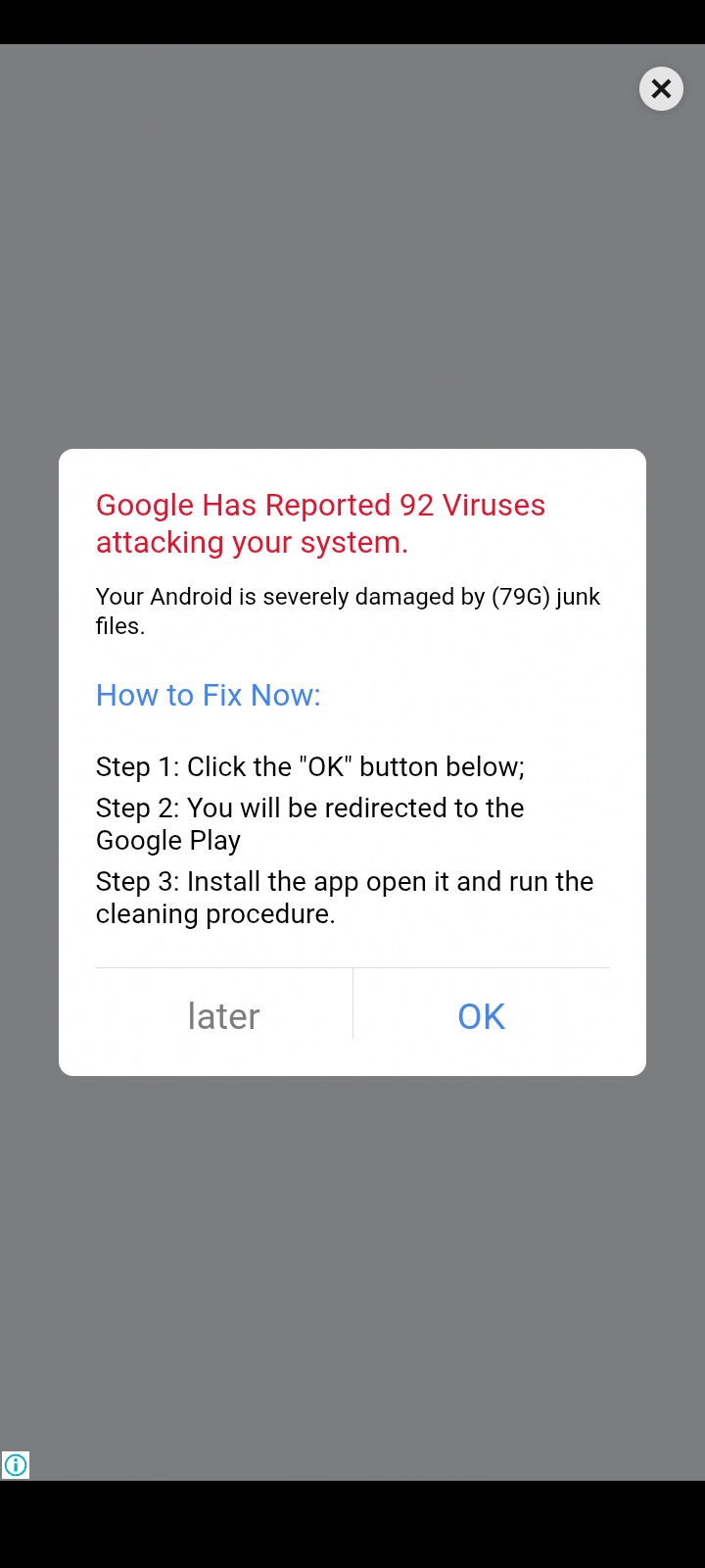 fraudster ad about virus 