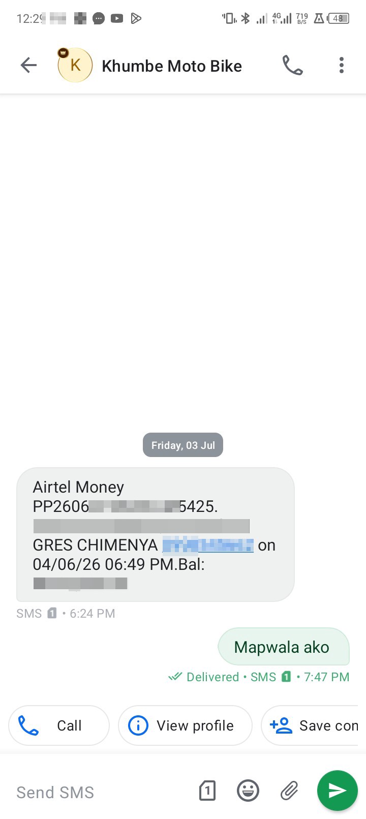 at I have received money 