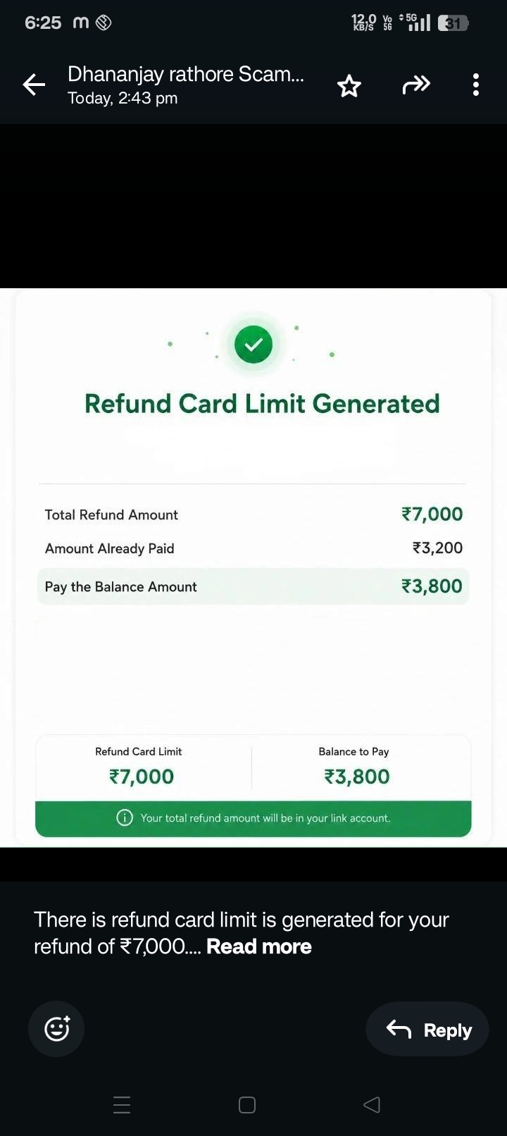 ONLINE REFUND SCAM INSTAGRAM