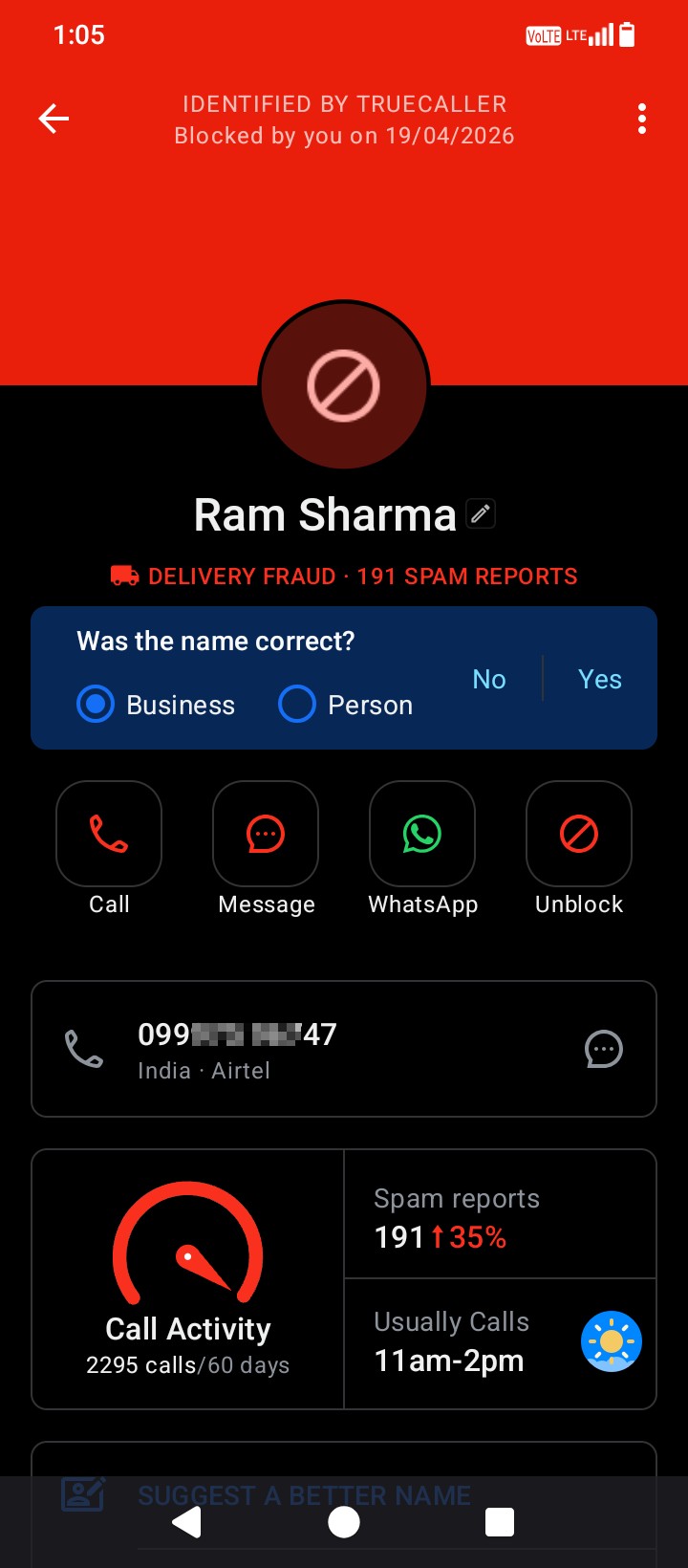 The number of such people should always be switched off and the police should be caught