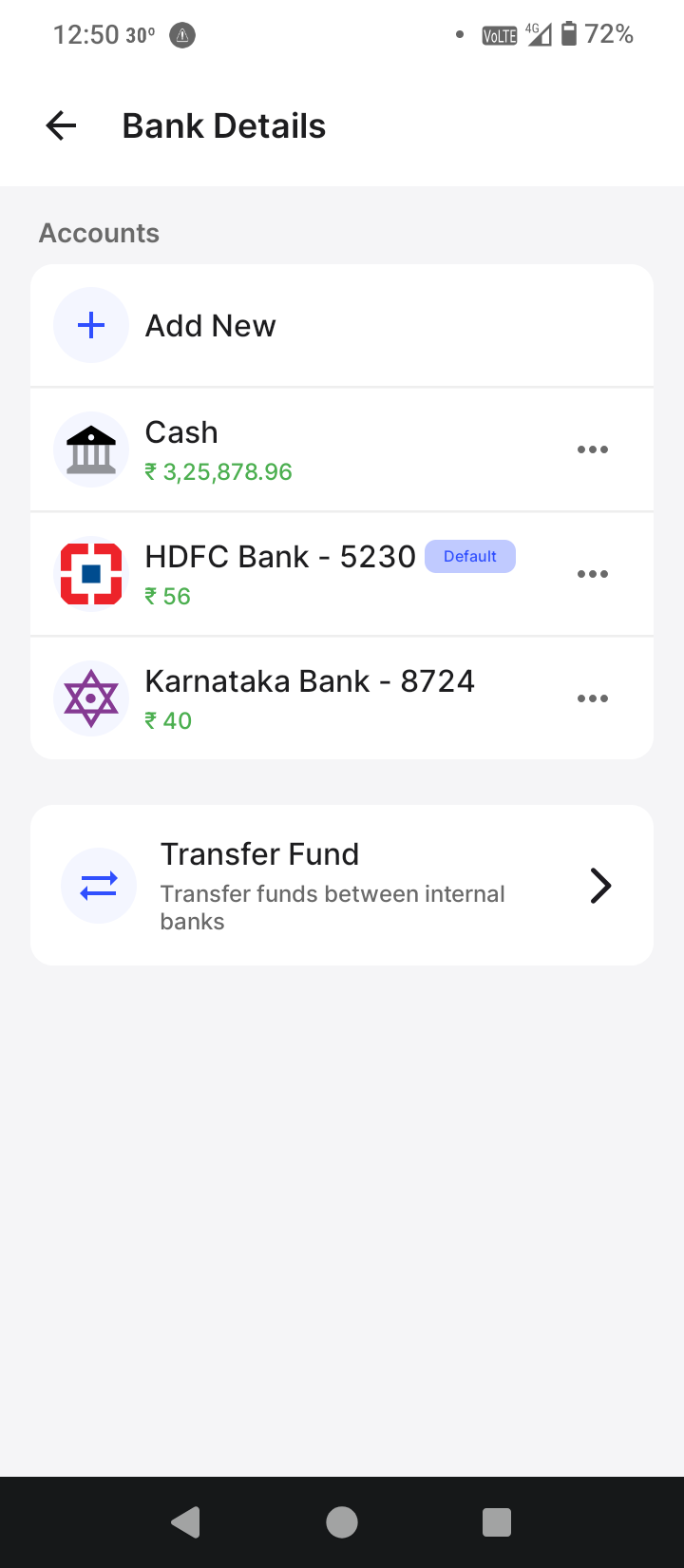 All these bank accounts are fake on the Swipe Billing app