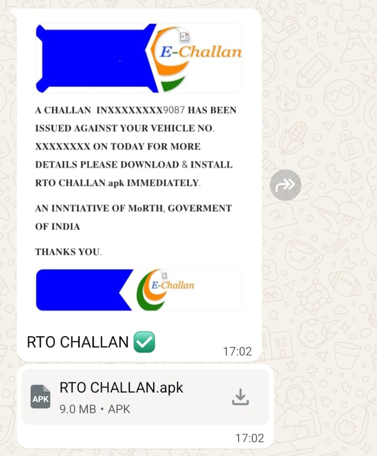 RTO challan Malware 