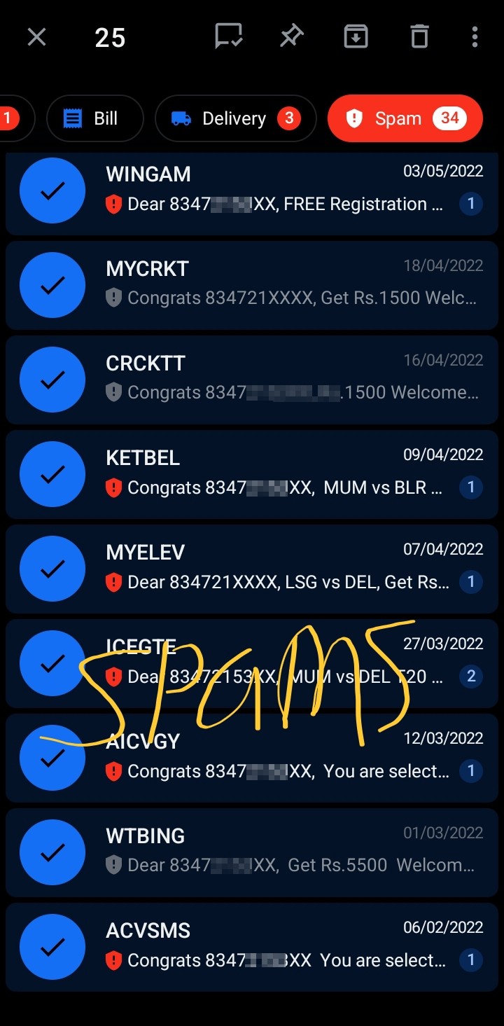 dangerous spams in this app i watch 
