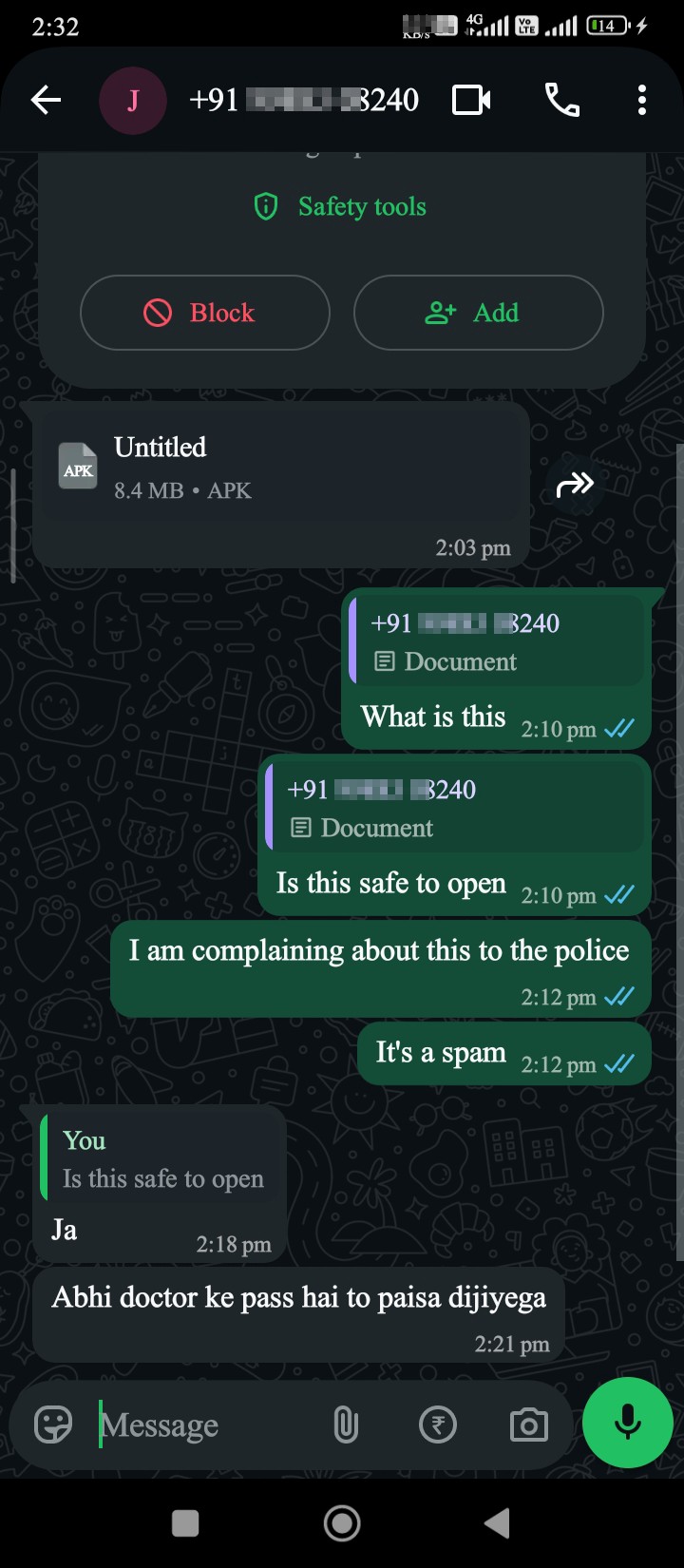 he sent me a document that is spam he said me to open this 