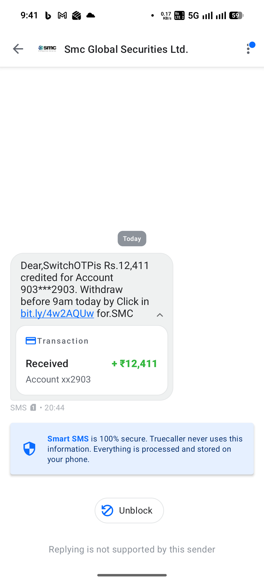 SMC Global Securities about ₹12,411 credit