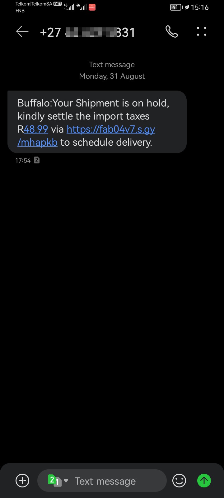 buffalo shipment scams