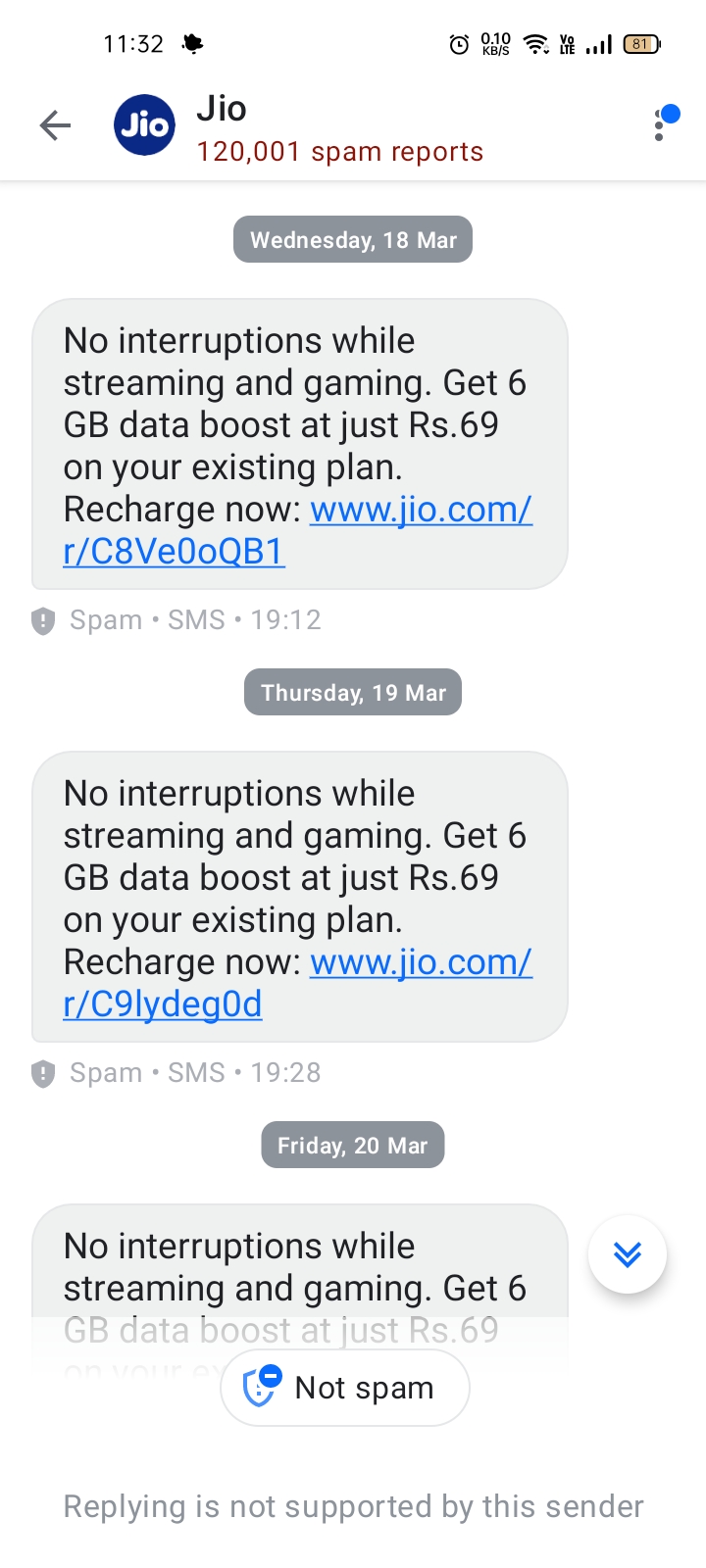 I'm on family link strictly controlled by my father but still I get thai messages