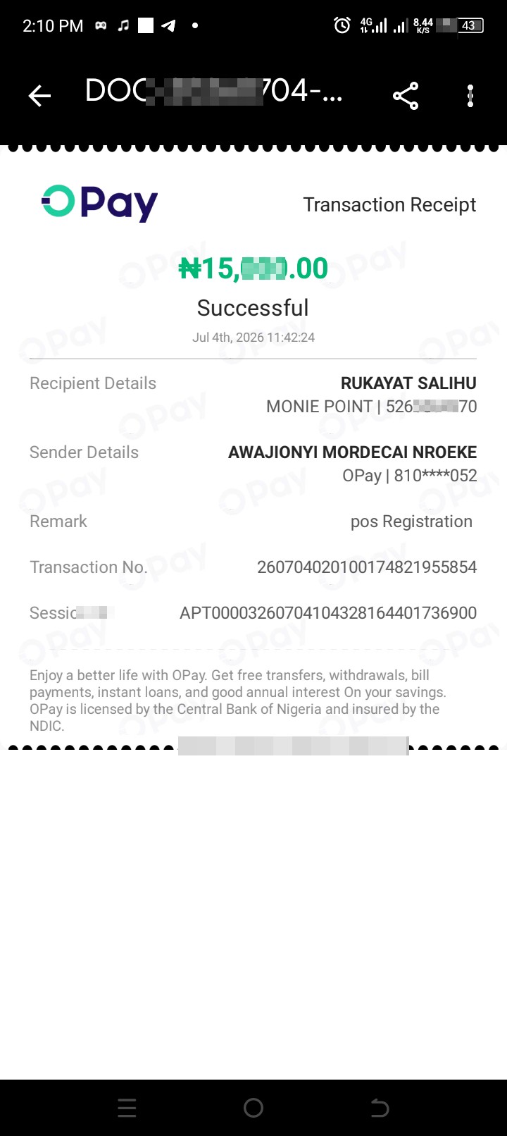 I was scammed by someone with fake ID Mr Timothy Babatonde opay aggregator agent  - image 5