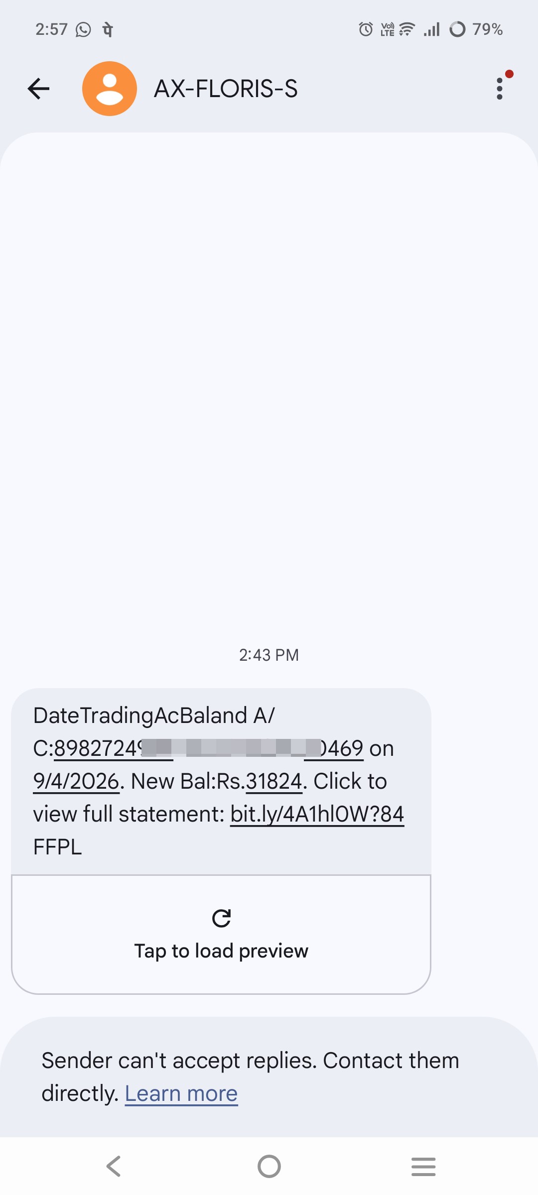 Link in SMS claims you've received ₹10,469, likely a scam