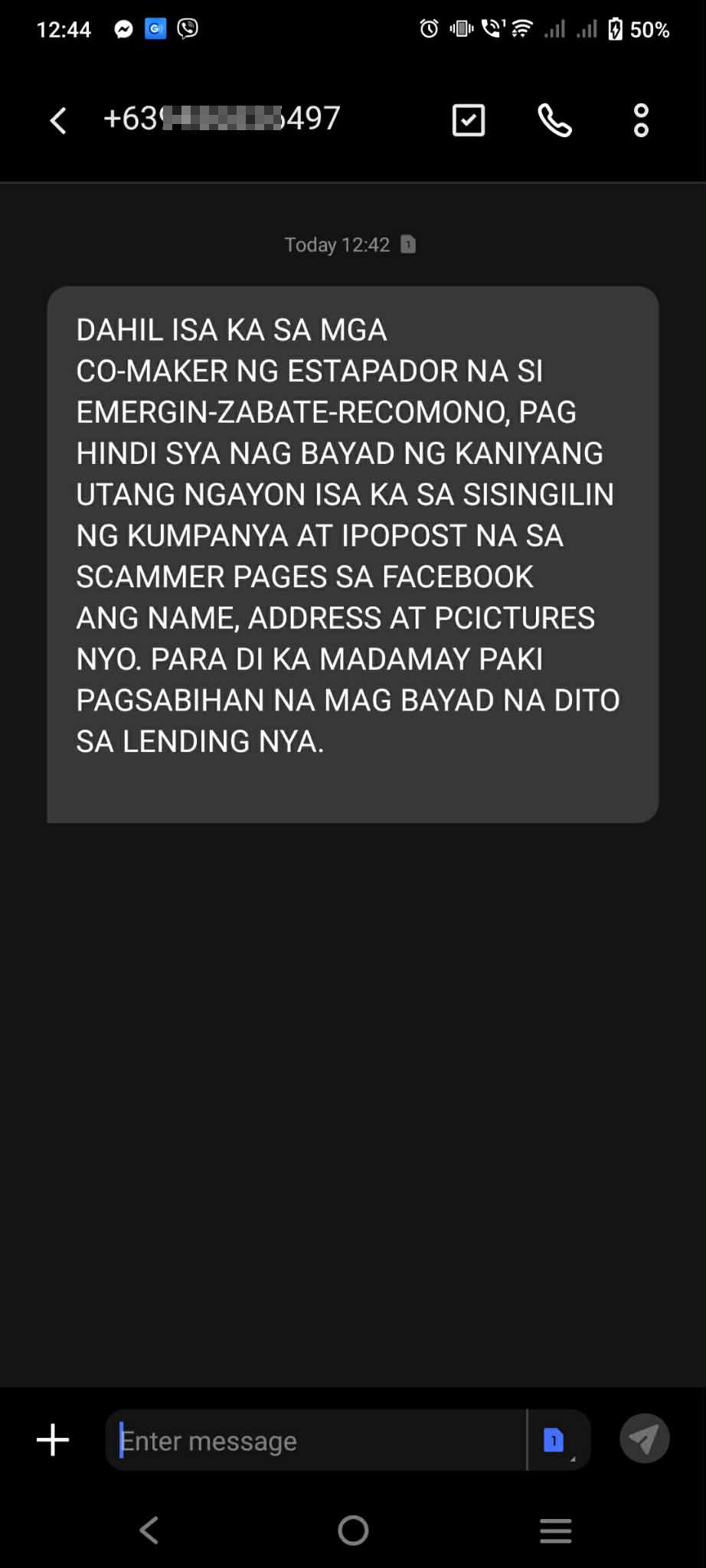 i got a harassment messages