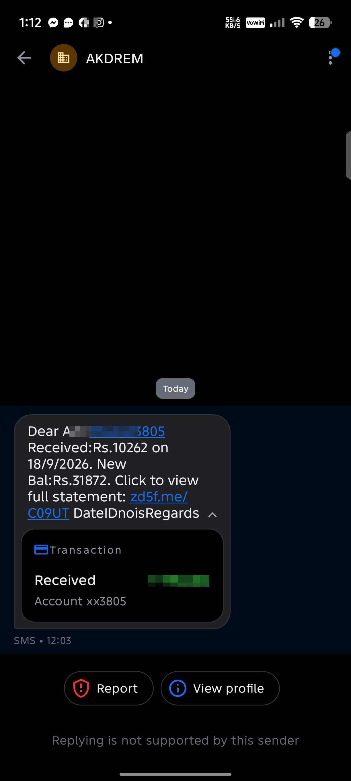 scam message with links 