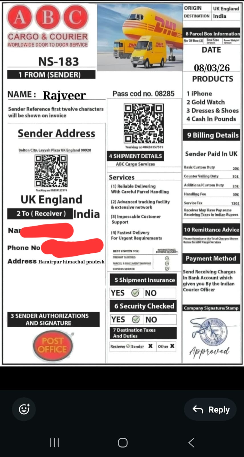 scam be alert people... don't share documents..