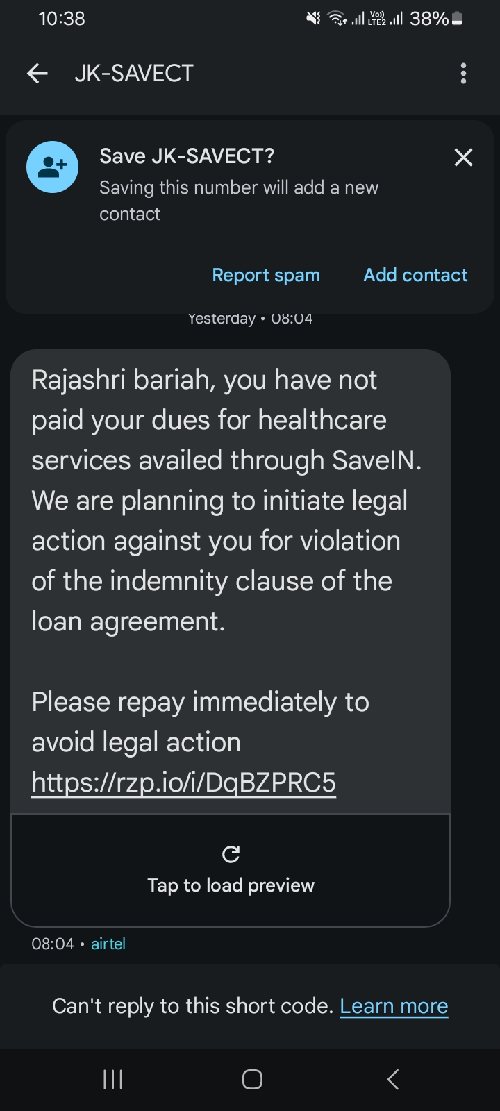 VLCC & SaveIN fraudulent loan