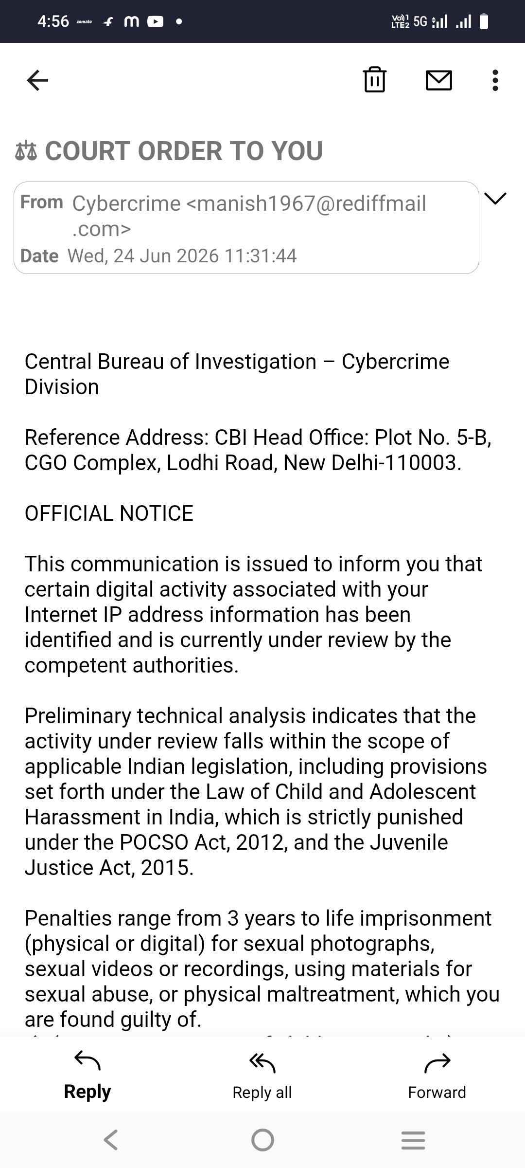 Digital arrest order 