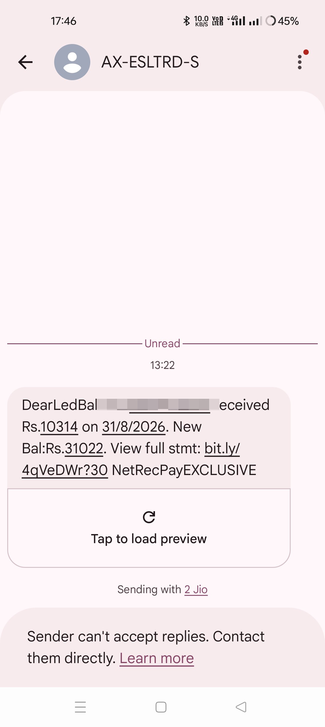 Such messages come asking to click on a link