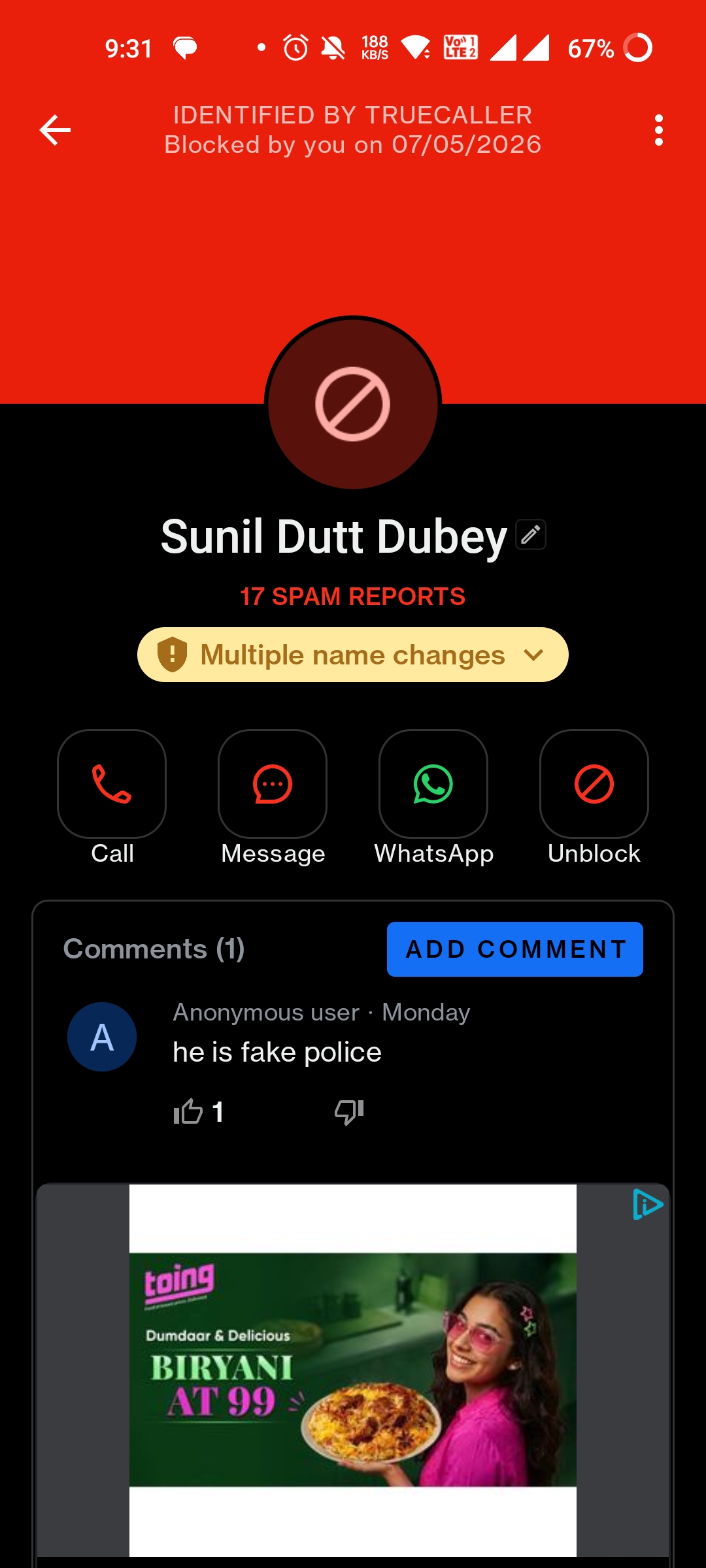 Fraud cyber Call form this no pls avoid to receive form this contact no 