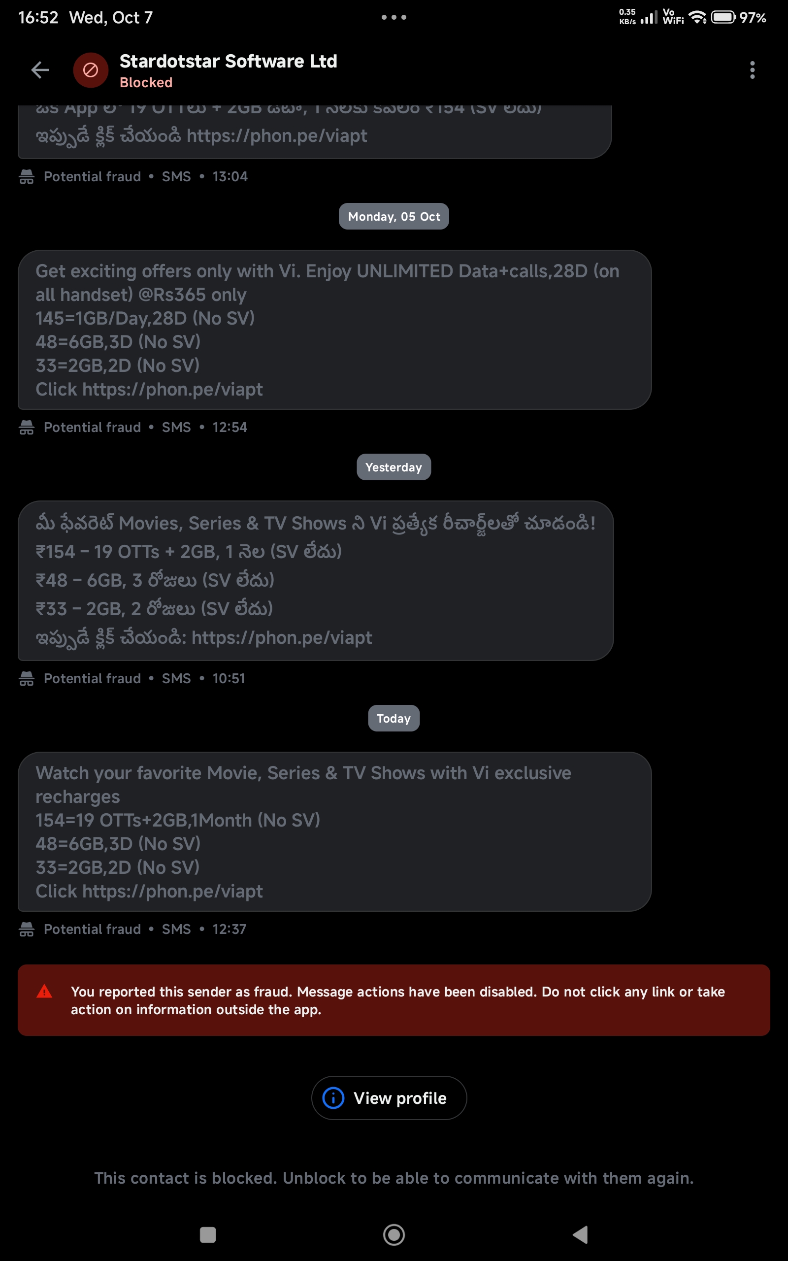 Why is this number trying to scam me with OTT offers?
