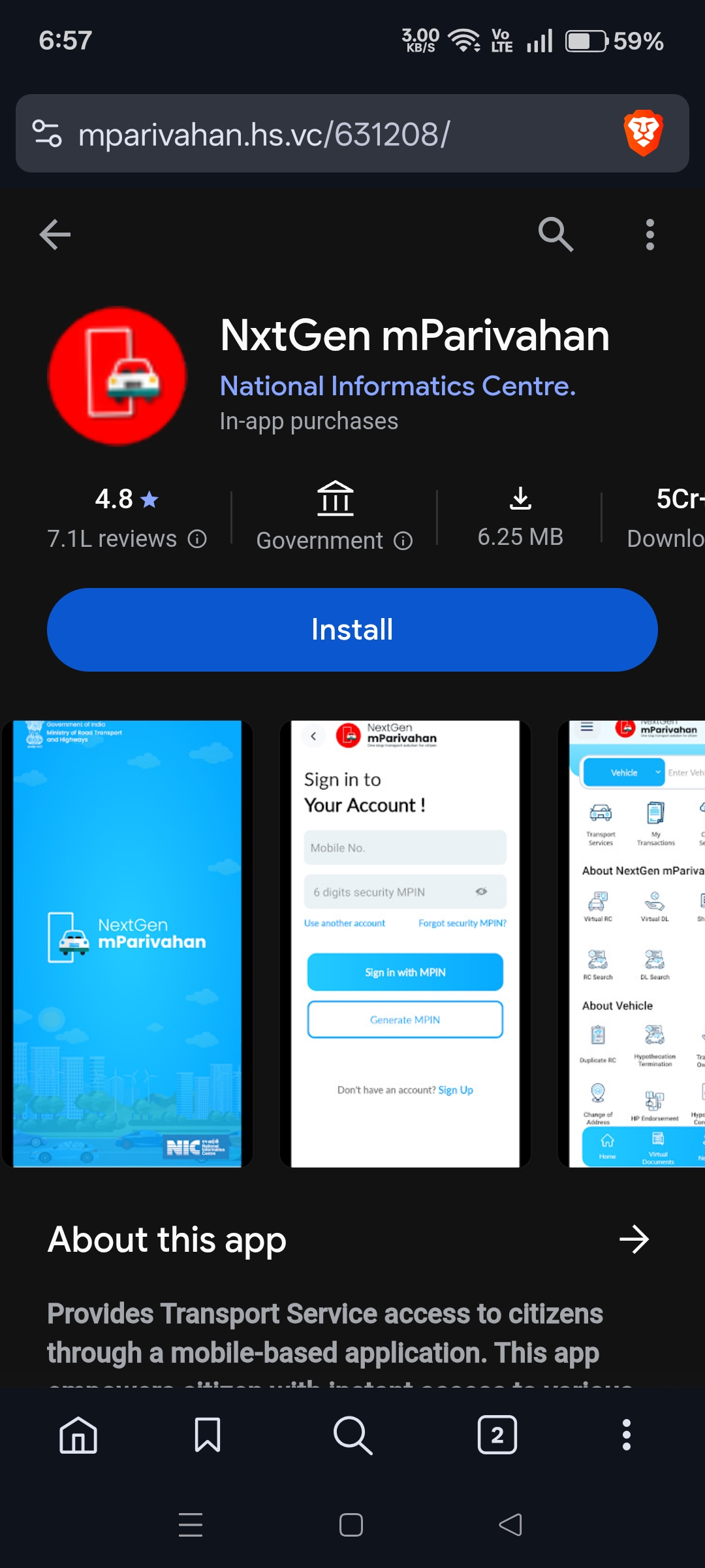 Imporsenating mParivahan App